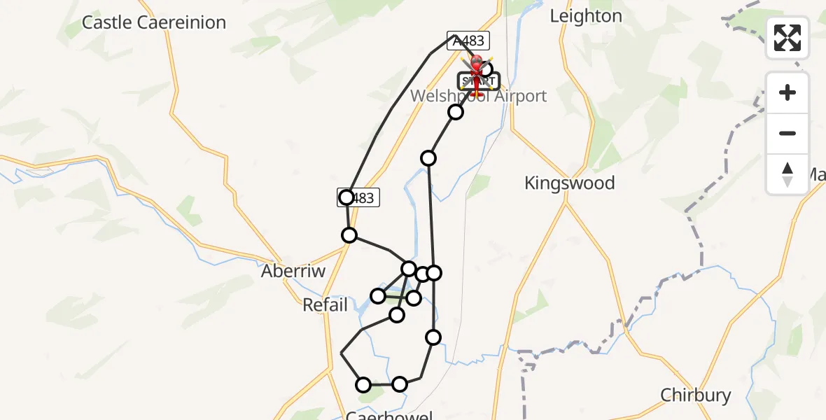 Routekaart van de vlucht: Air Ambulance Helicopter to Welshpool Airport