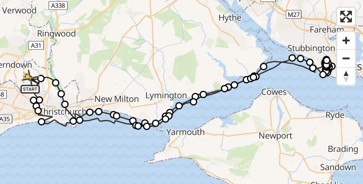 Flight path map showing Police Helicopter route from Throop to Bournemouth Airport