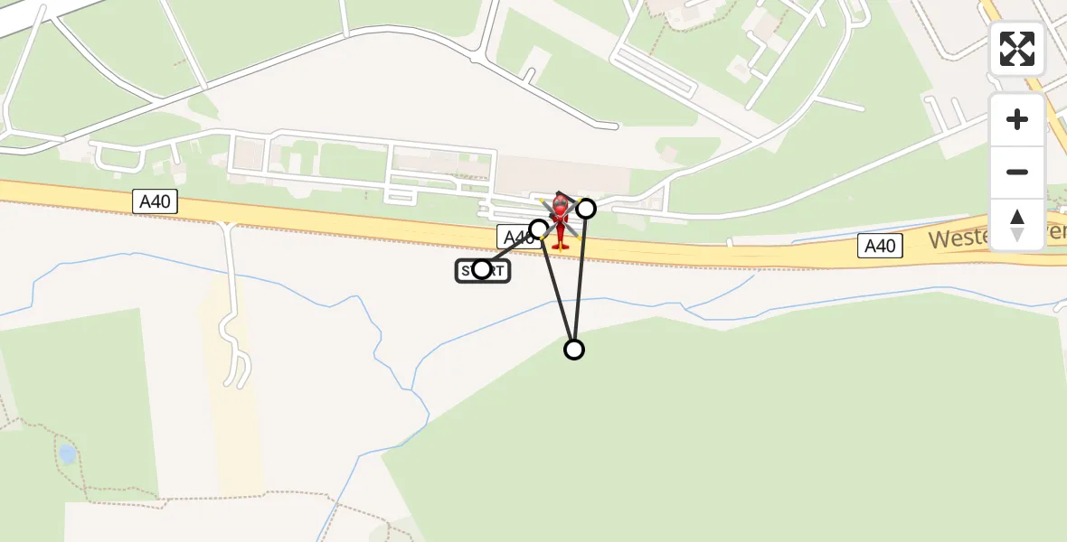 Flight path map showing Air Ambulance Helicopter route from RAF Northolt to RAF Northolt
