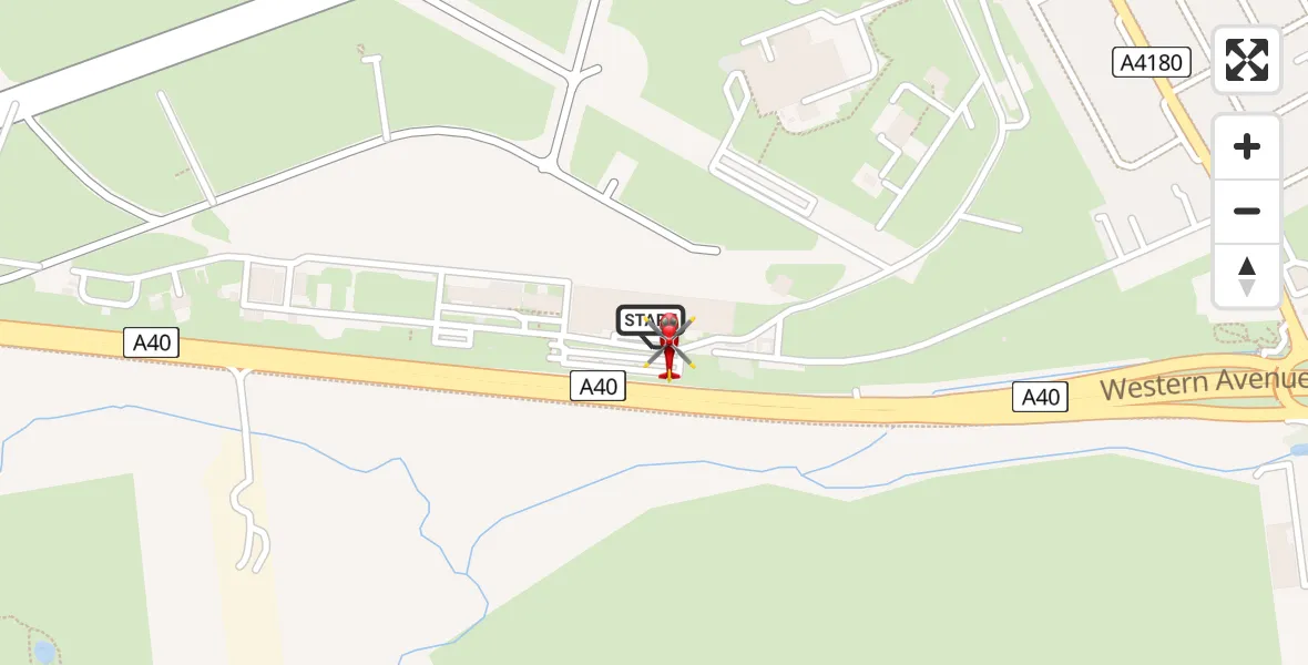 Flight path map showing Air Ambulance Helicopter route from RAF Northolt to RAF Northolt
