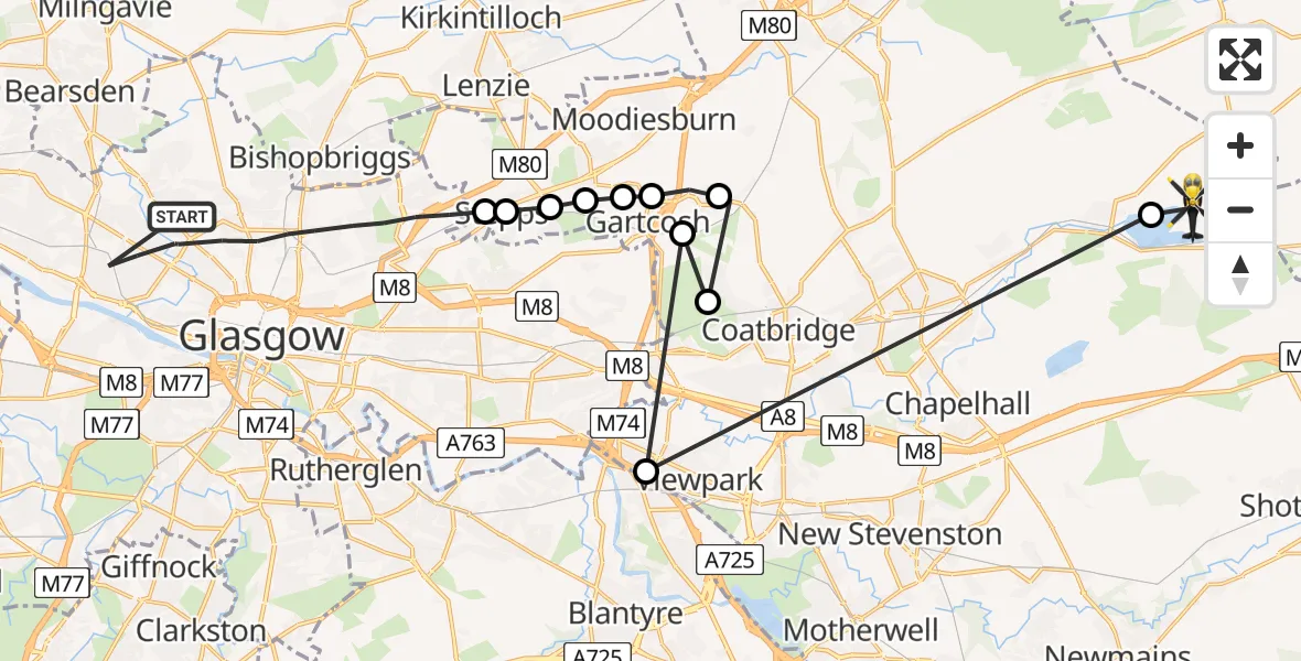 Routekaart van de vlucht: Police Helicopter to Forrestfield