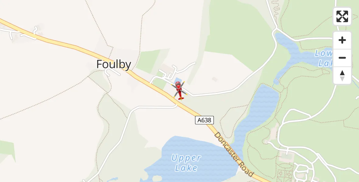 Flight path map showing Air Ambulance Helicopter route from YAA Nostell Helicopter Port to YAA Nostell Helicopter Port