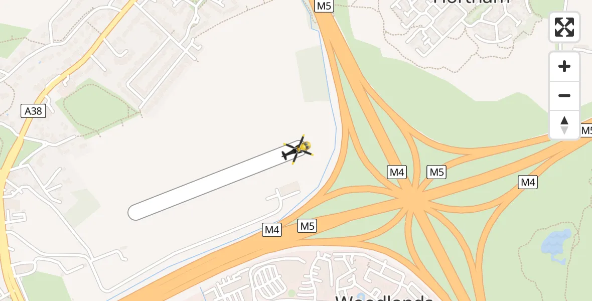 Routekaart van de vlucht: Police Helicopter to Almondsbury Helicopter Base