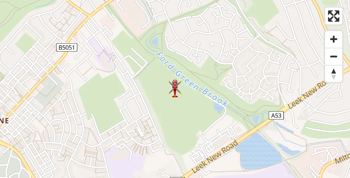 Routekaart van de vlucht: Air Ambulance Helicopter to Norton-Le-Moors, Biddulph Way