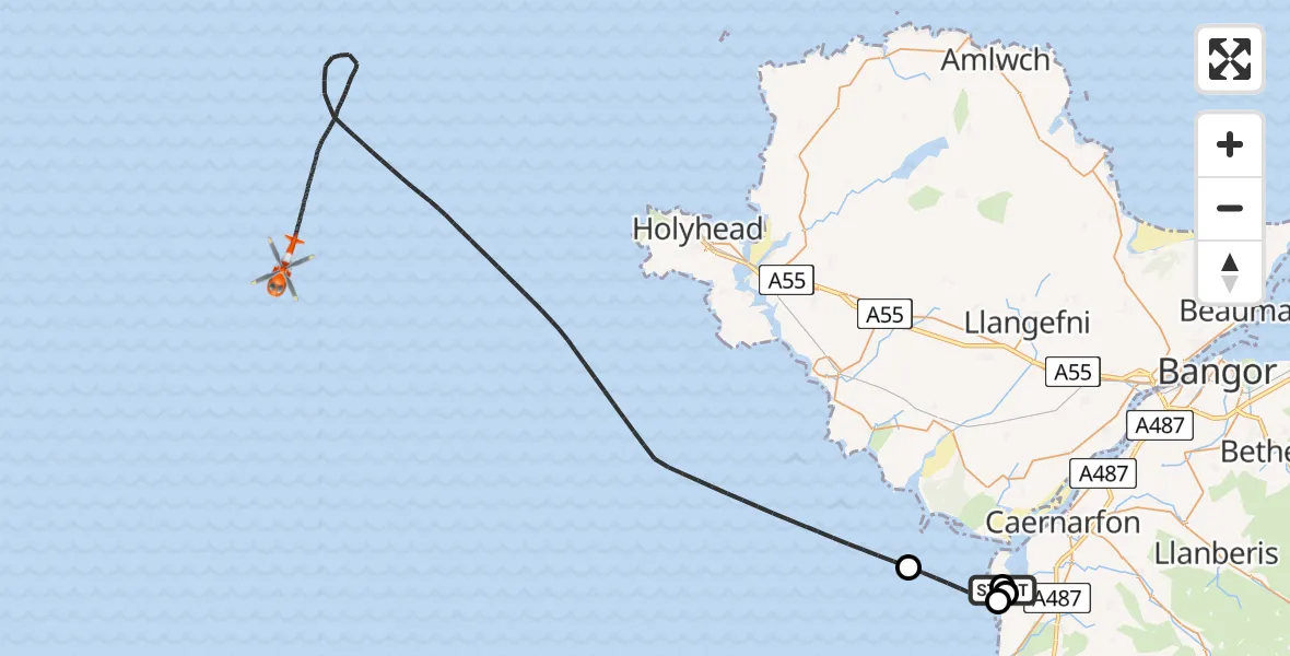Routekaart van de vlucht: Coastguard Helicopter to Irish Sea