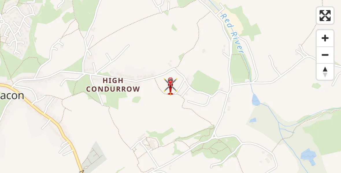 Flight path map showing Air Ambulance Helicopter route from Beacon to Beacon