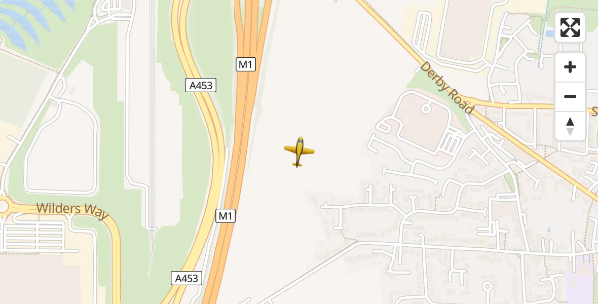 Flight path map showing Police Aircraft route from Kegworth to Kegworth