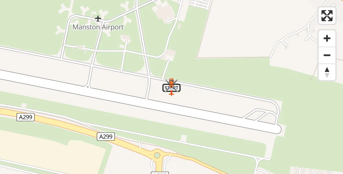 Flight path map showing Coastguard Helicopter route from Manston Airport to Manston Airport