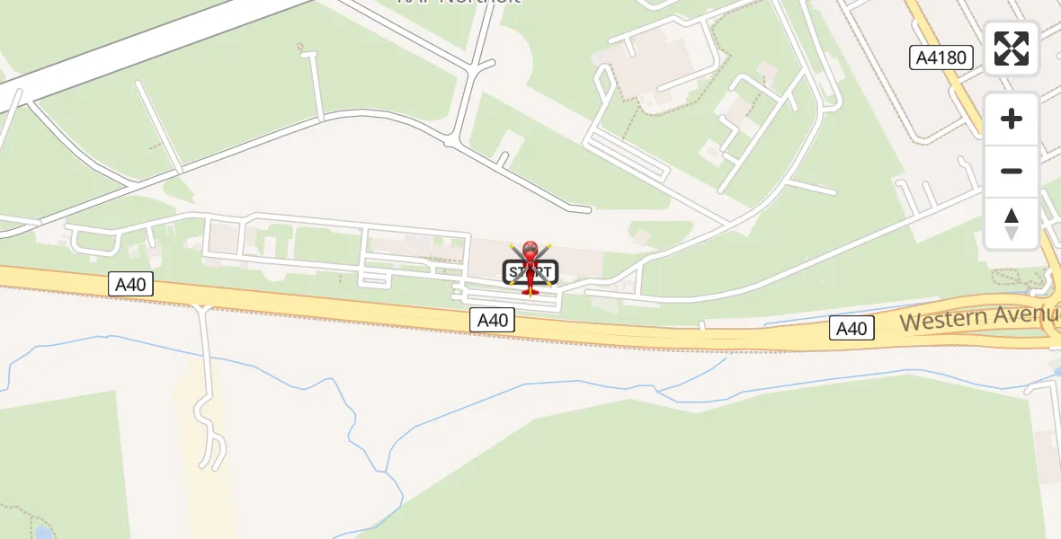 Flight path map showing Air Ambulance Helicopter route from RAF Northolt to RAF Northolt