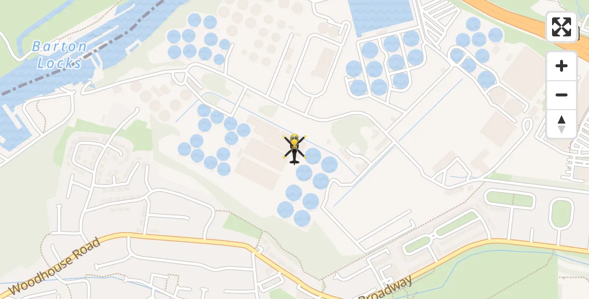 Flight path map showing Police Helicopter route from Flixton to Flixton