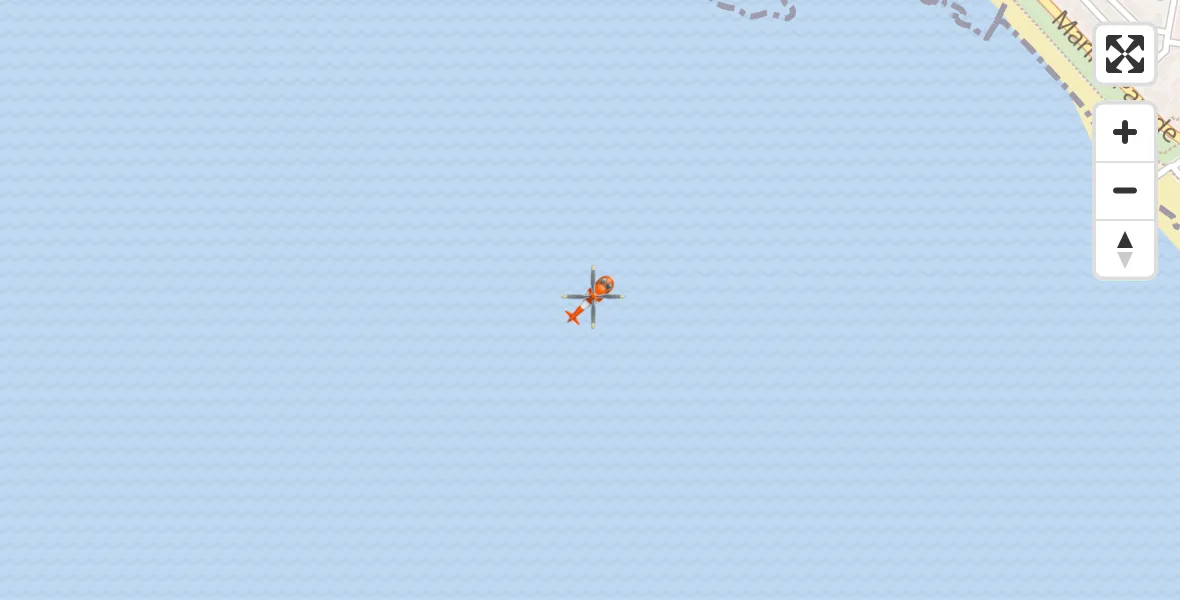 Flight path map showing Coastguard Helicopter route from Stubbington to Stubbington