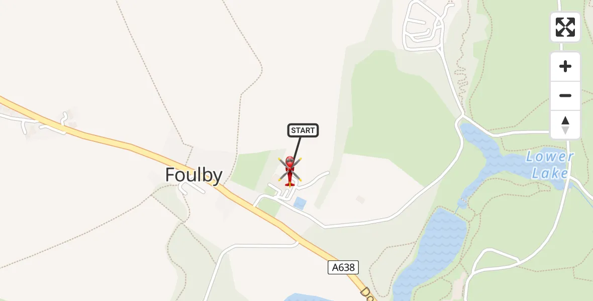 Flight path map showing Air Ambulance Helicopter route from YAA Nostell Helicopter Port to YAA Nostell Helicopter Port
