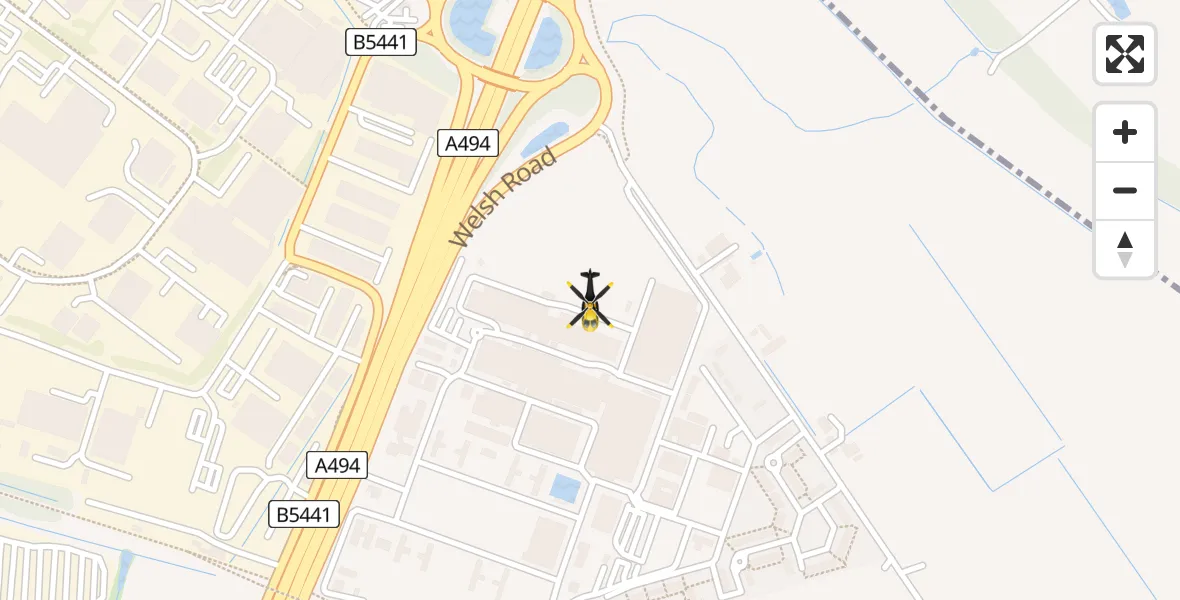 Flight path map showing Police Helicopter route from Sealand to Sealand