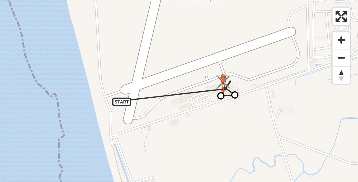 Flight path map showing Coastguard Helicopter route from Caernarfon Airport to Caernarfon Airport