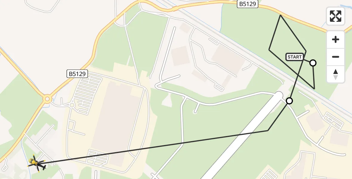 Flight path map showing Police Helicopter route from Hawarden Airport to Broughton and Bretton