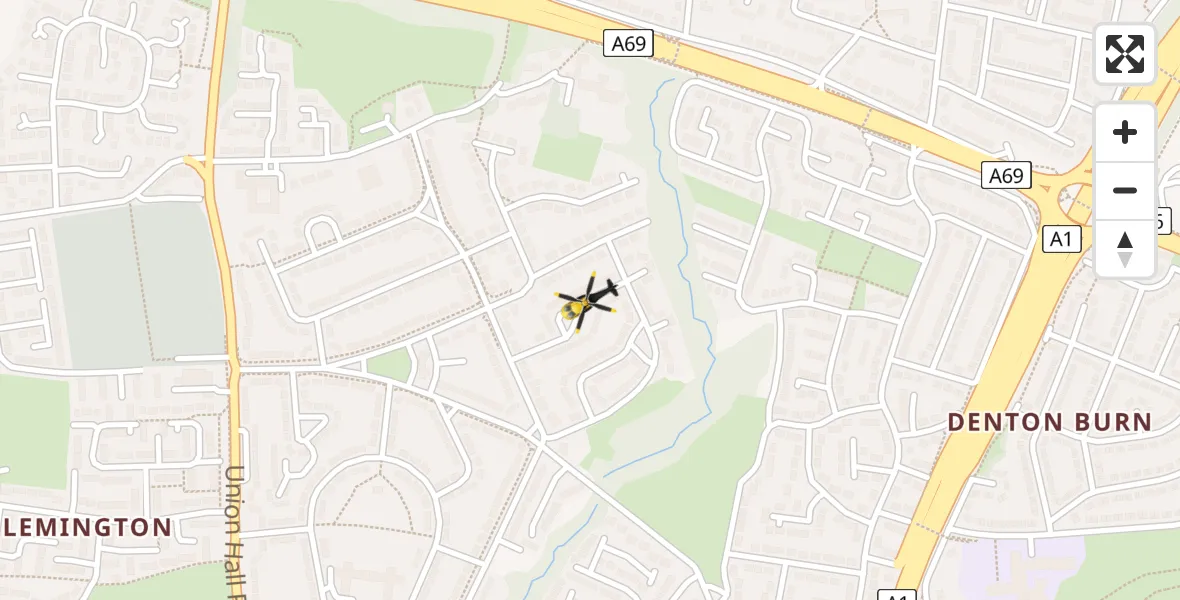 Routekaart van de vlucht: Police Helicopter to Blucher, Neville Road