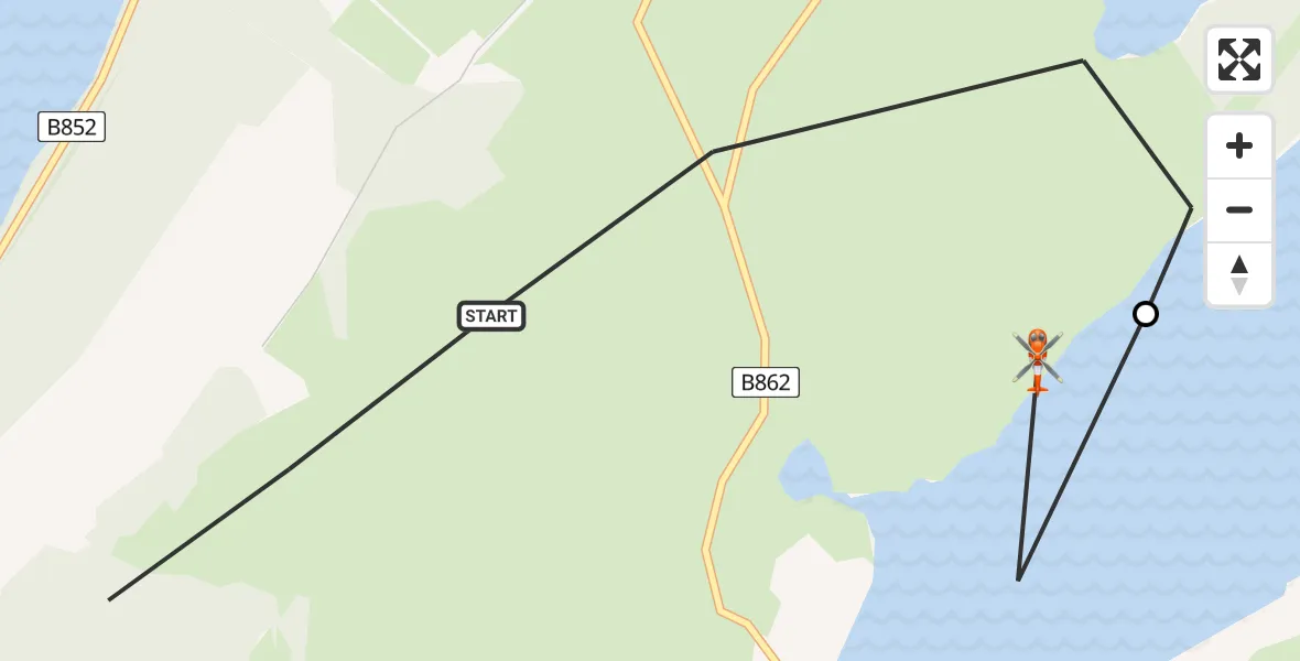 Flight path map showing Coastguard Helicopter route from Dores to Dores