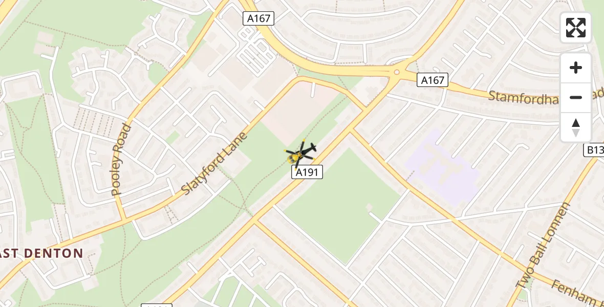 Routekaart van de vlucht: Police Helicopter to Newcastle upon Tyne, Silver Lonnen