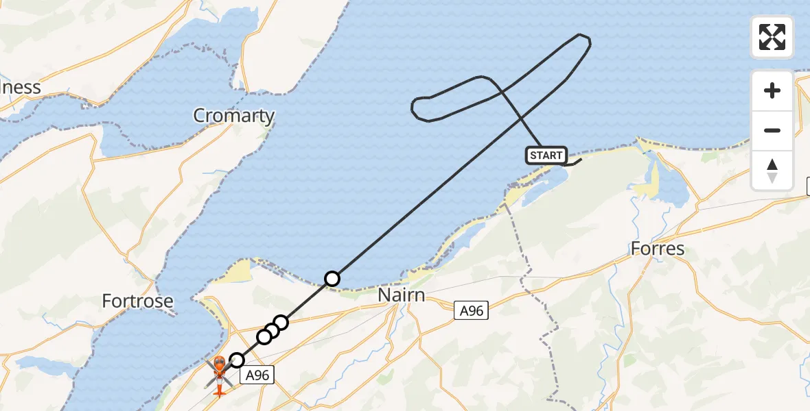 Routekaart van de vlucht: Coastguard Helicopter to Inverness Airport