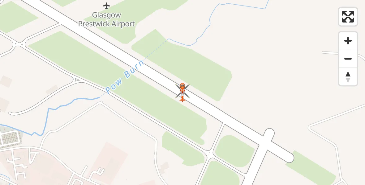 Flight path map showing Coastguard Helicopter route from Glasgow Prestwick Airport to Glasgow Prestwick Airport