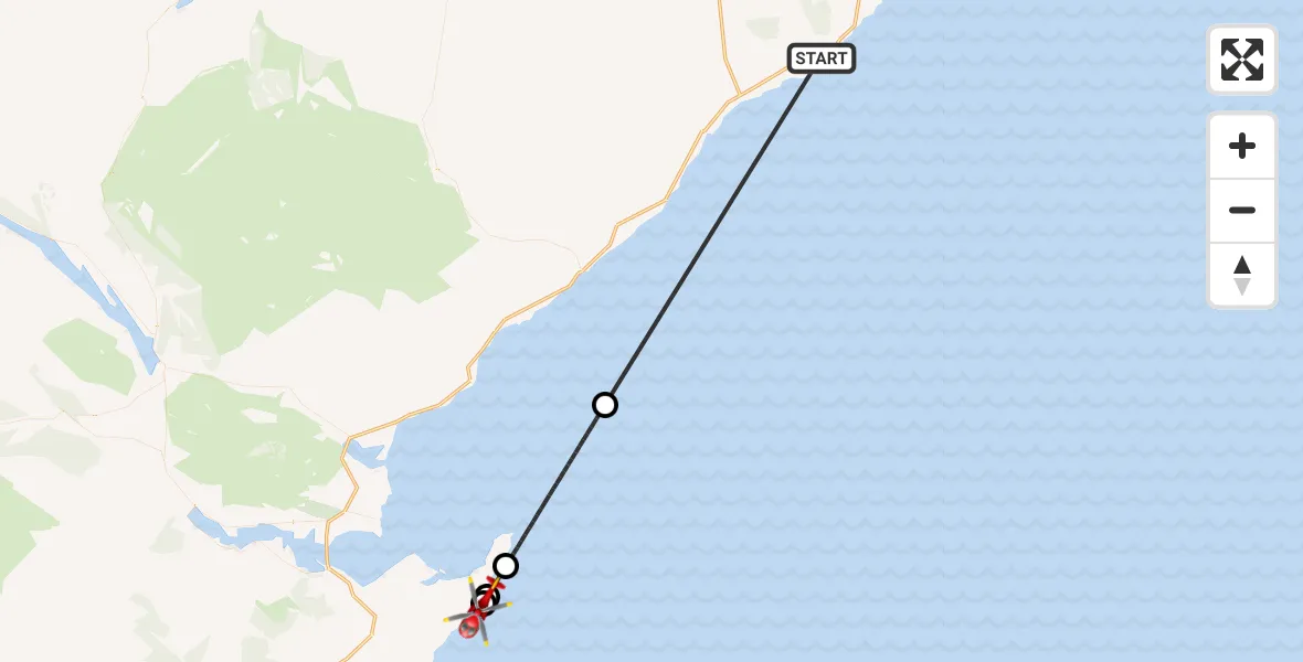 Routekaart van de vlucht: Air Ambulance Helicopter to North Sea