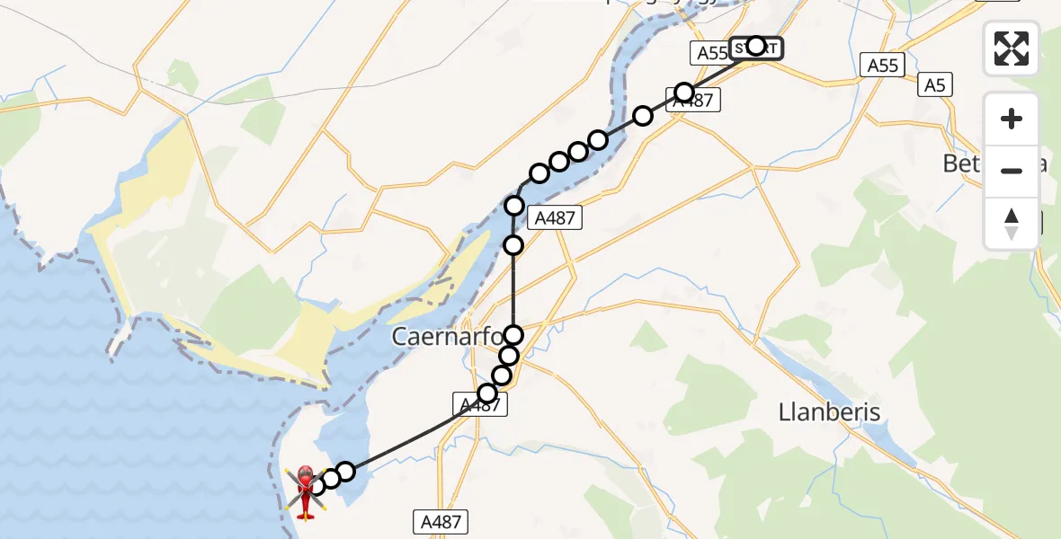 Routekaart van de vlucht: Air Ambulance Helicopter to Caernarfon Airport