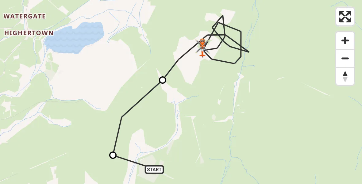 Flight path map showing Coastguard Helicopter route from St. Breward to St. Breward
