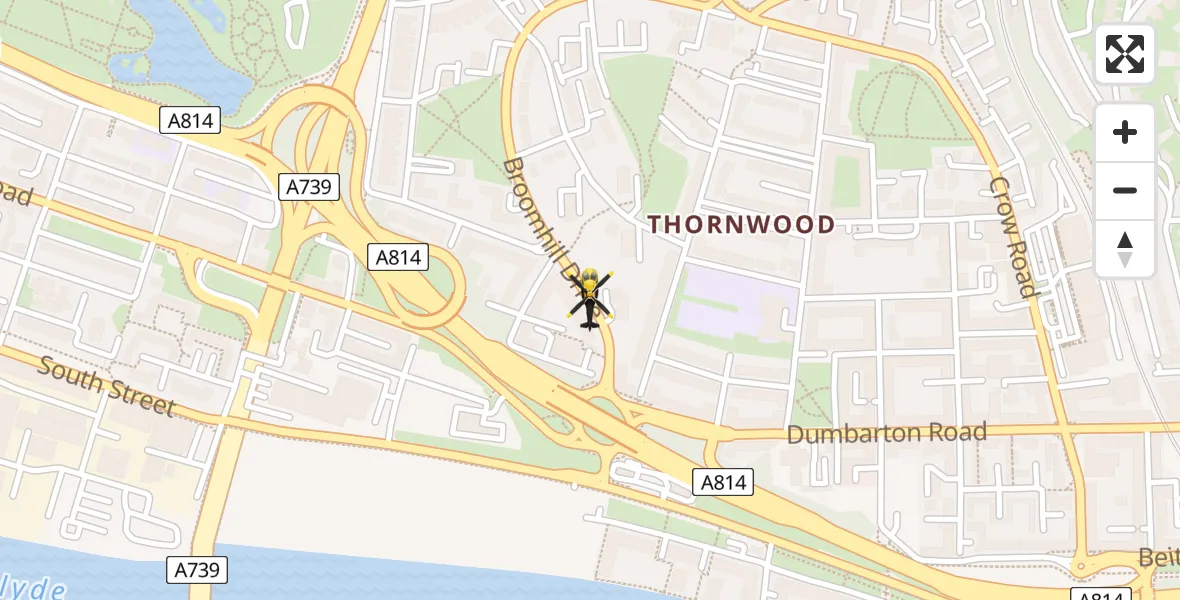 Flight route Police Helicopter Glasgow - Glasgow, 09 March 2026, 16:16