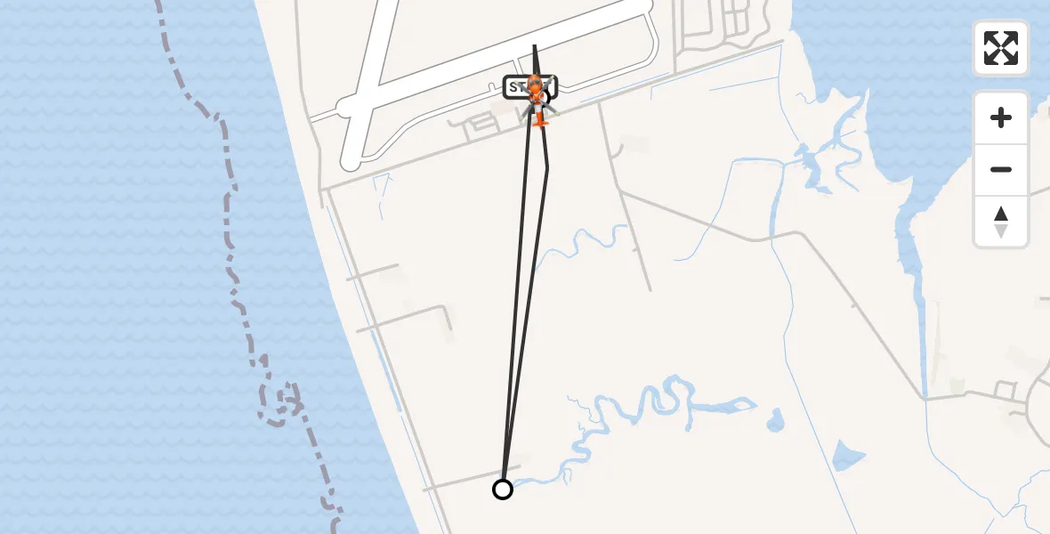 Flight path map showing Coastguard Helicopter route from Caernarfon Airport to Caernarfon Airport