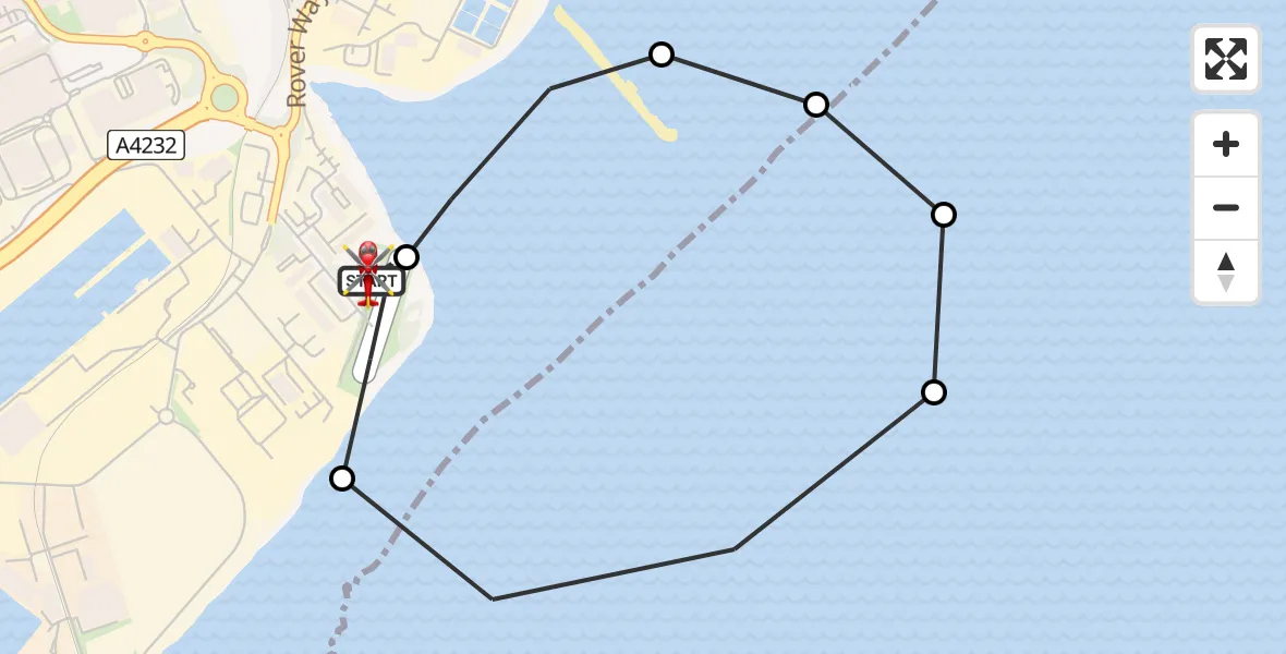 Flight path map showing Air Ambulance Helicopter route from Cardiff Heliport to Cardiff Heliport