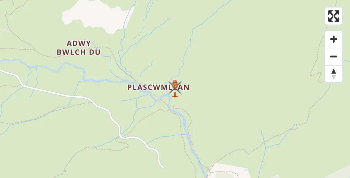 Flight path map showing Coastguard Helicopter route from Beddgelert to Beddgelert