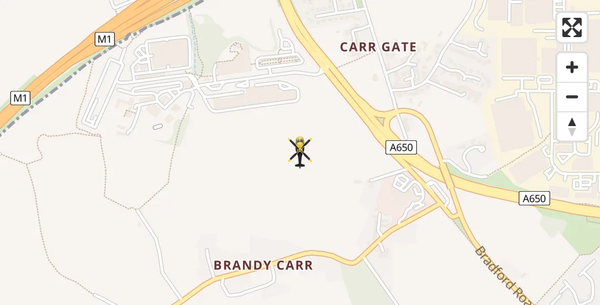 Routekaart van de vlucht: Police Helicopter to Wakefield, Stoney Lane (path)