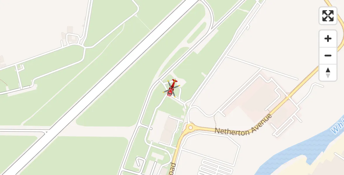 Flight path map showing Air Ambulance Helicopter route from Glasgow Airport to Glasgow Airport