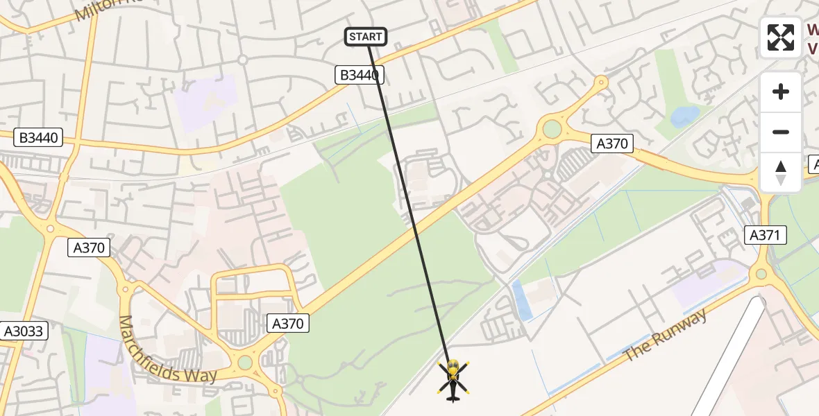 Flight path map showing Police Helicopter route from Weston-super-Mare to Weston-super-Mare