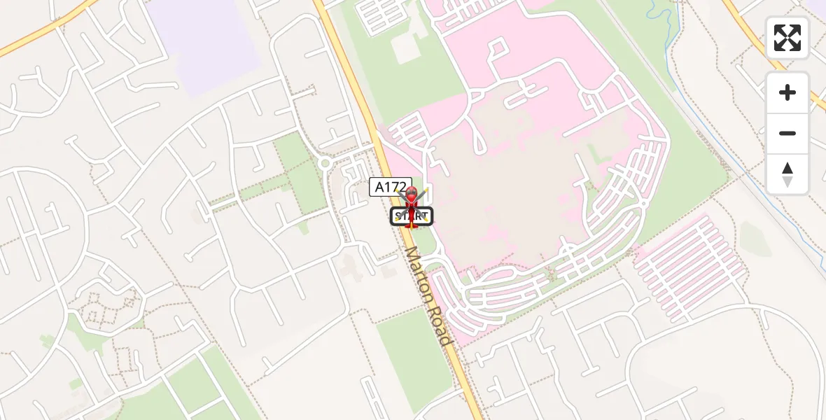 Flight path map showing Air Ambulance Helicopter route from James Cook University Hospital to James Cook University Hospital