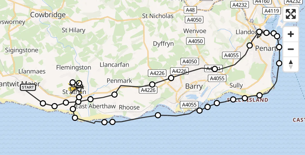 Routekaart van de vlucht: Police Helicopter to MOD St Athan