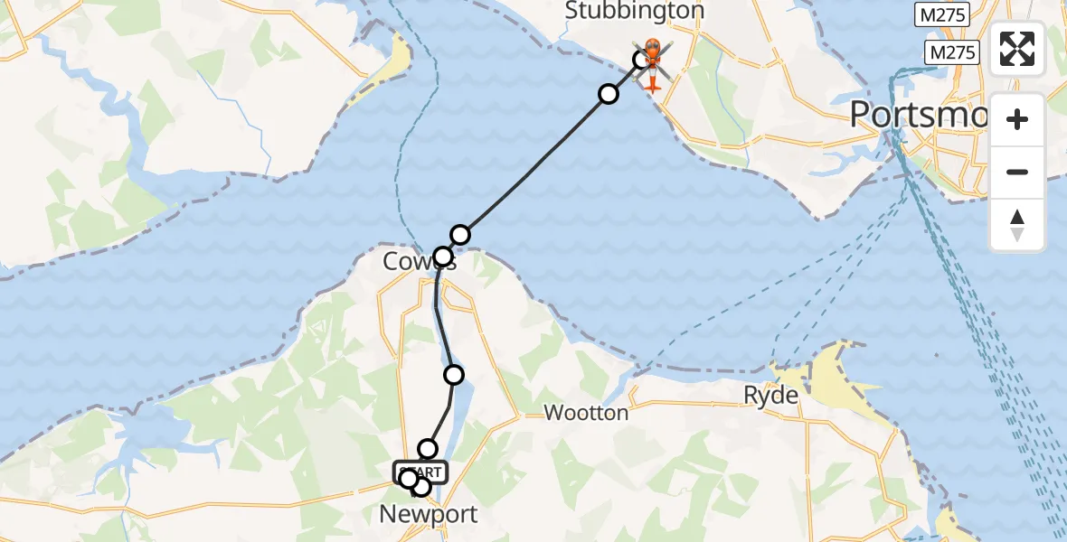 Routekaart van de vlucht: Coastguard Helicopter to Solent Airport