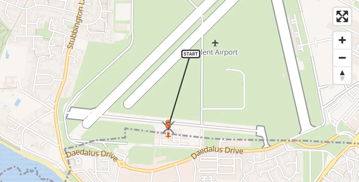 Flight path map showing Coastguard Helicopter route from Solent Airport to Solent Airport