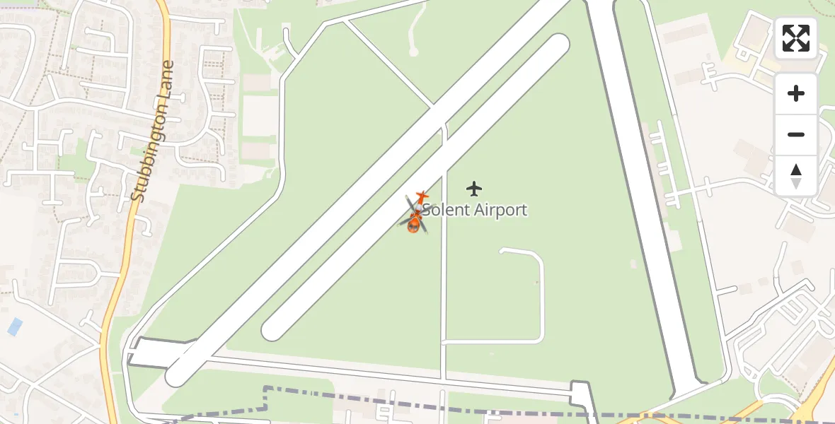 Flight path map showing Coastguard Helicopter route from Solent Airport to Solent Airport