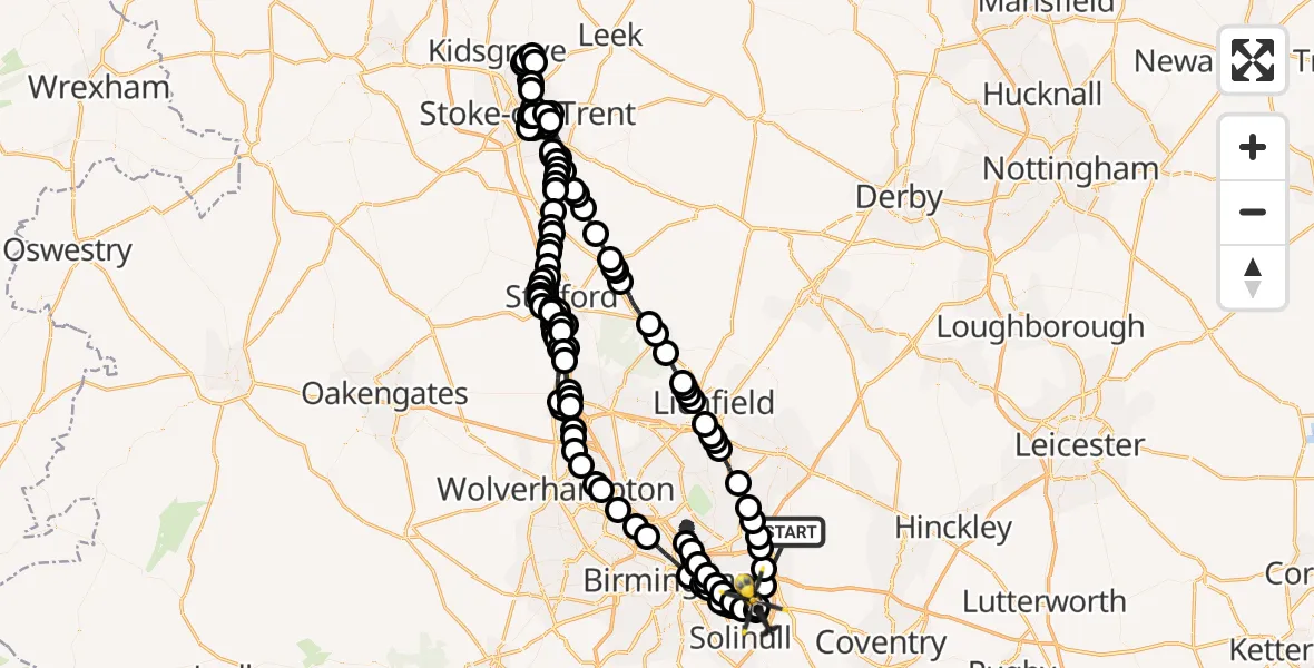 Routekaart van de vlucht: Police Helicopter to Birmingham Airport