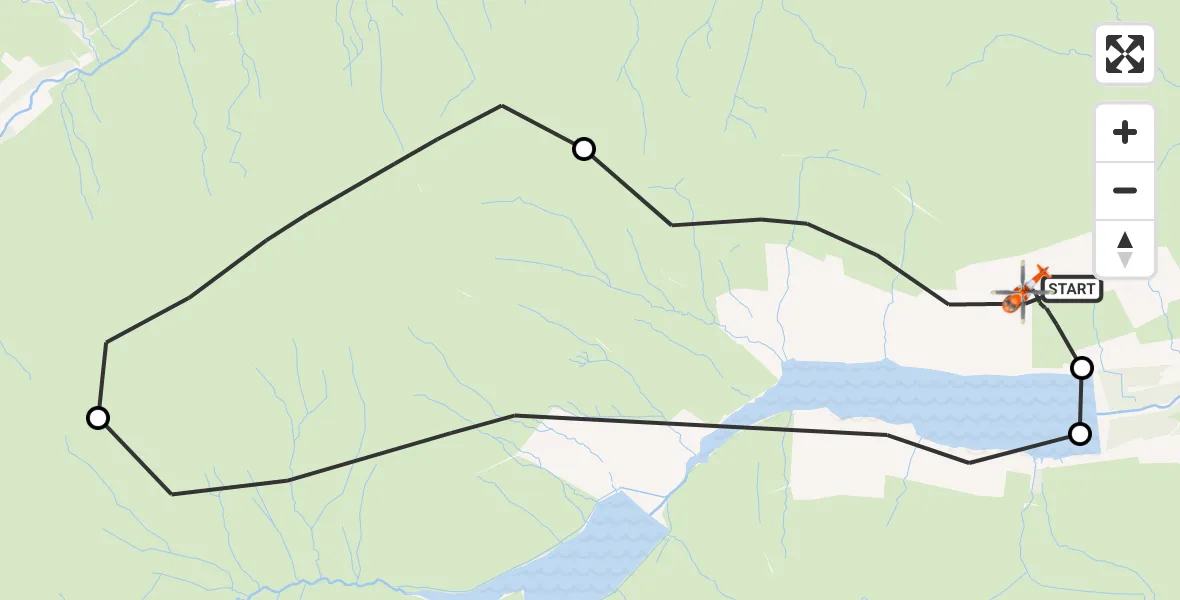 Flight path map showing Coastguard Helicopter route from Stonebeck Up to Stonebeck Up