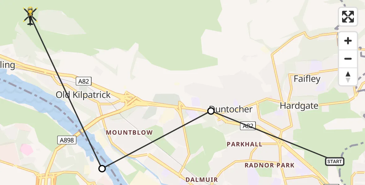 Routekaart van de vlucht: Police Helicopter to Bowling