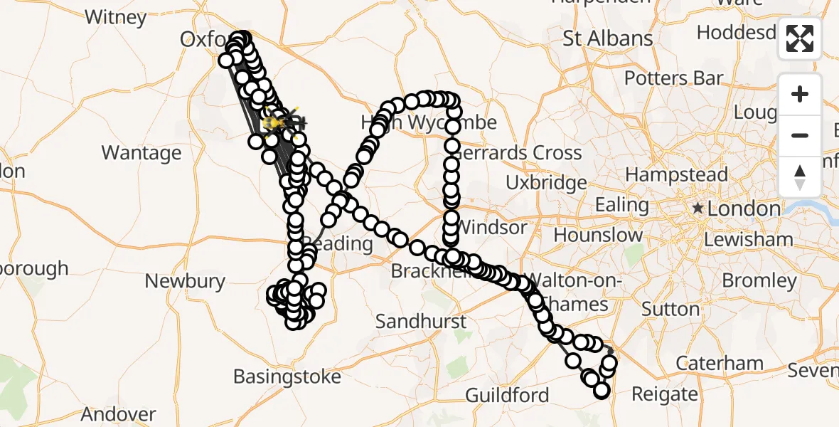 Flight path map showing Police Helicopter route from Berrick Salome to Benson