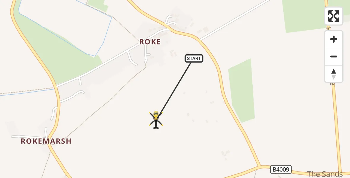 Flight path map showing Police Helicopter route from Berrick Salome to Berrick Salome