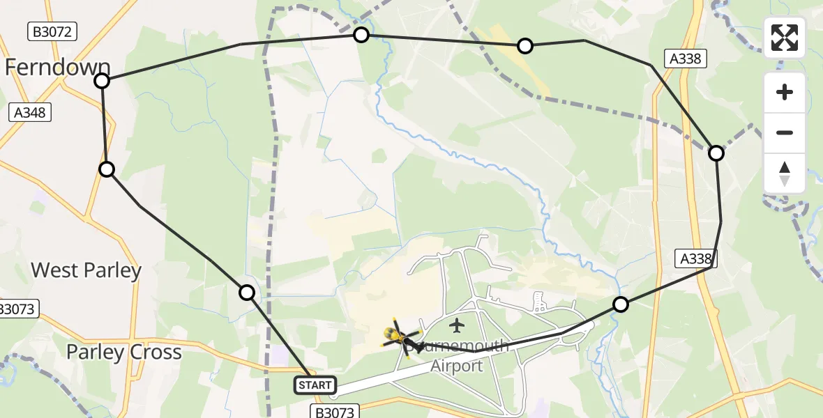 Routekaart van de vlucht: Police Helicopter to Bournemouth Airport