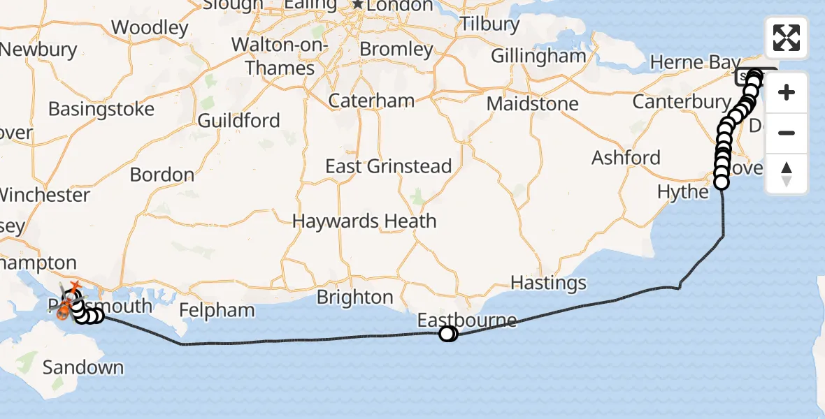 Routekaart van de vlucht: Coastguard Helicopter to Solent Airport