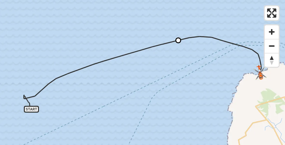 Flight path map showing Coastguard Helicopter route from Irish Sea to Inner Seas