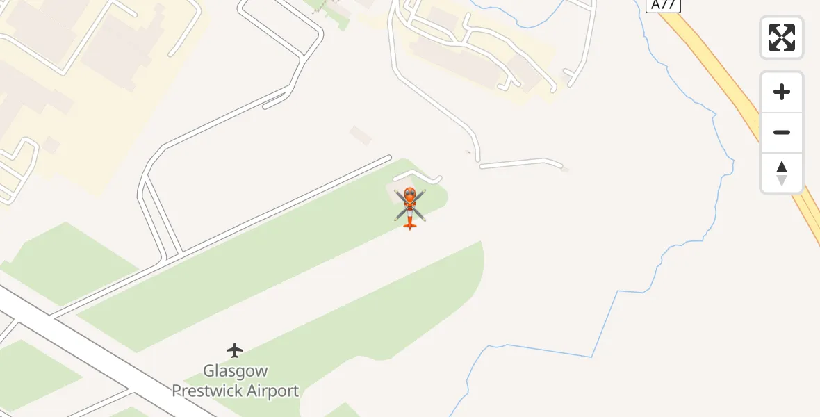 Flight path map showing Coastguard Helicopter route from Glasgow Prestwick Airport to Glasgow Prestwick Airport