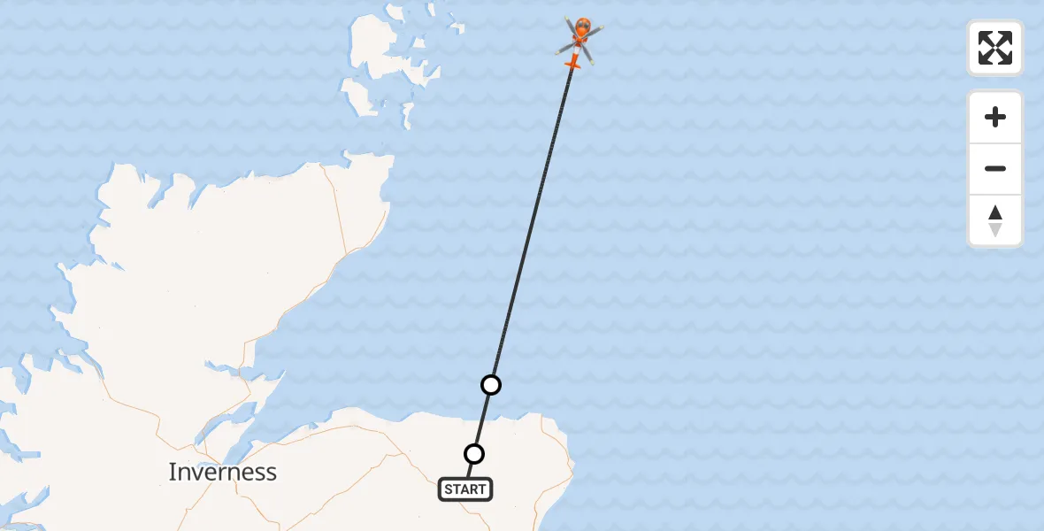 Routekaart van de vlucht: Coastguard Helicopter to North Sea