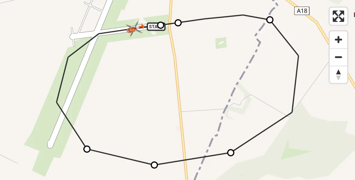Flight path map showing Coastguard Helicopter route from Humberside Airport to Humberside Airport